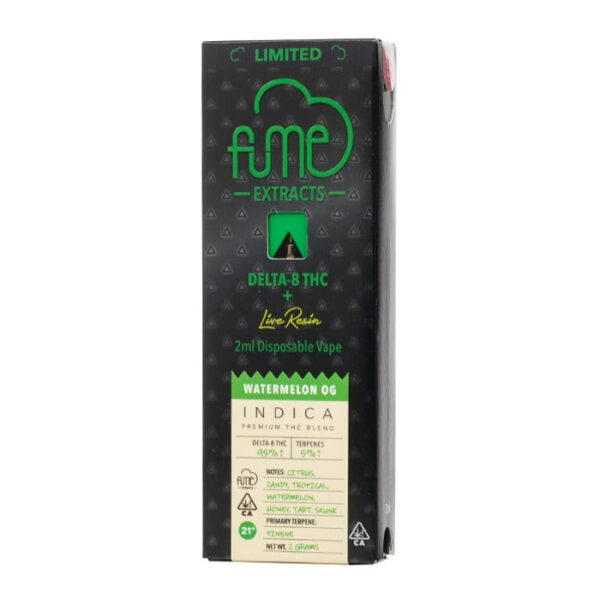 Fume Extracts Limited Delta 8 Live Resin Disposable 2G - Watermelon Og (Indica) - Image 2