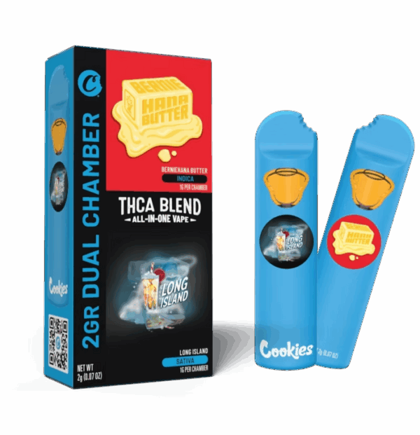 Cookies 2G THC-A Dual Chamber Vape Berniehana Butter - Indica & Long Island - Sativa