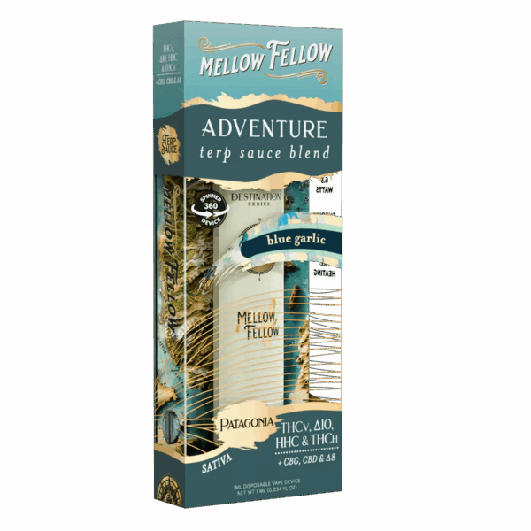 Mellow Fellow Adventure Blend - Terp Sauce 1ml Disposable Spinner Vape - Blue Garlic (Sativa)