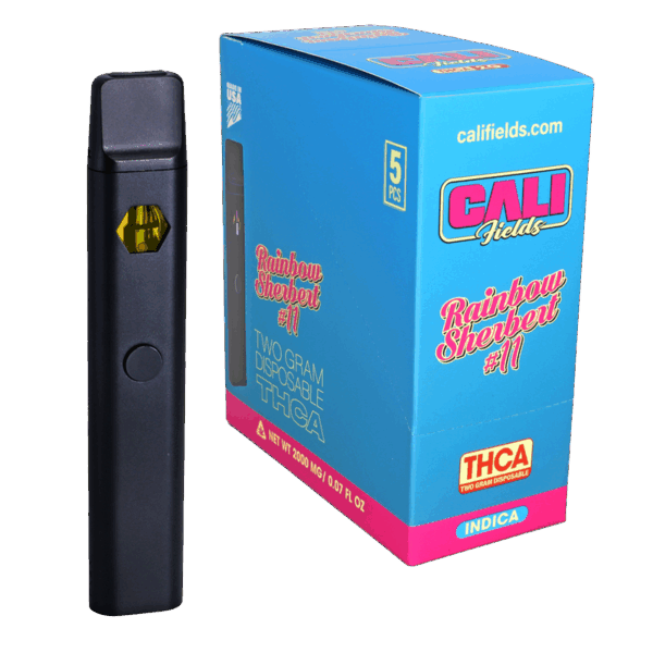 Cali Fields 2 Gram THC-A Disposable Vape Rainbow Sherbet #11 (Indica)