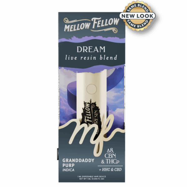 Mellow Fellow Dream Blend - Live Resin 1ml Disposable Vape - Granddaddy Purp (Indica) - Image 2