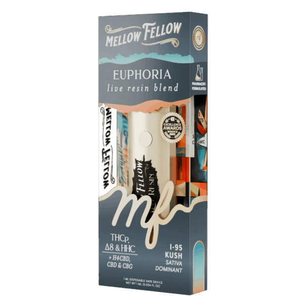 Mellow Fellow Euphoria Blend - Live Resin 1ml Disposable Vape - i-95 Kush (Sativa Dominant) - Image 2