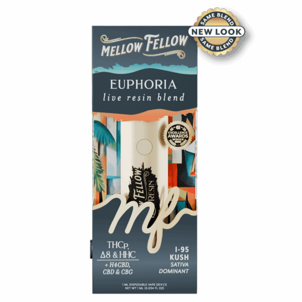 Mellow Fellow Euphoria Blend - Live Resin 1ml Disposable Vape - i-95 Kush (Sativa Dominant)