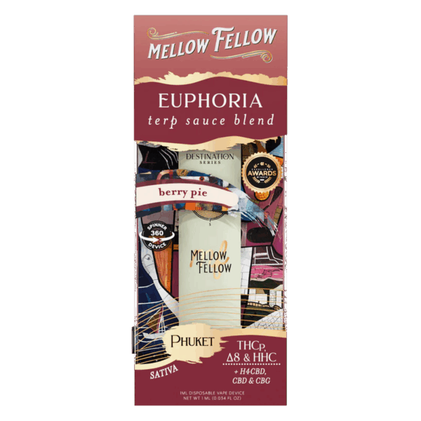 Mellow Fellow Euphoria Blend - Terp Sauce 1ml Disposable Spinner Vape - Berry Pie (Sativa)