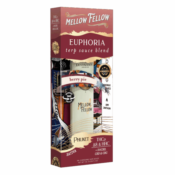 Mellow Fellow Euphoria Blend - Terp Sauce 1ml Disposable Spinner Vape - Berry Pie (Sativa) - Image 2