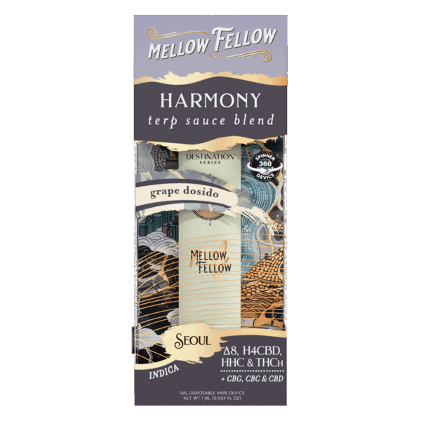 Mellow Fellow Harmony Blend - Terp Sauce 1ml Disposable Spinner Vape - Grape Dosidos (Indica) - Image 2