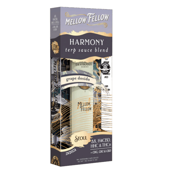 Mellow Fellow Harmony Blend - Terp Sauce 1ml Disposable Spinner Vape - Grape Dosidos (Indica)