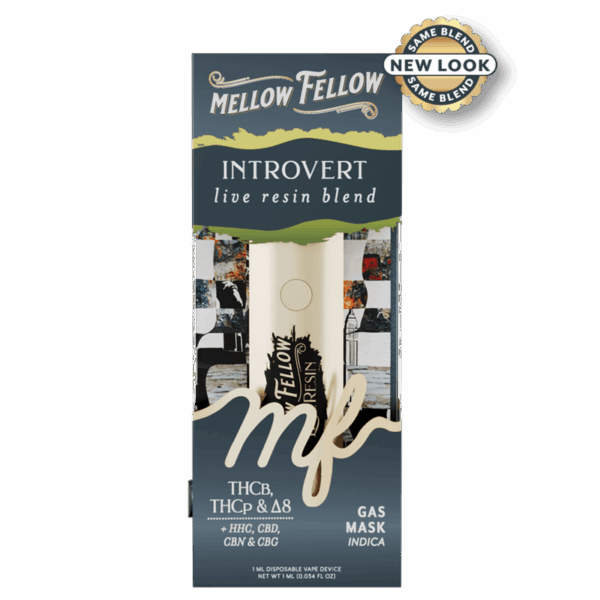 Mellow Fellow Introvert Blend - Live Resin 1ml Disposable Vape - Gas Mask (Indica)