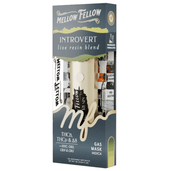 Mellow Fellow Introvert Blend - Live Resin 1ml Disposable Vape - Gas Mask (Indica) - Image 2