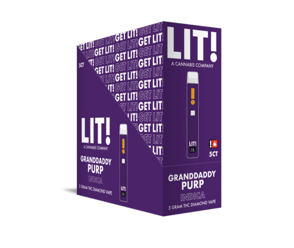 LIT! THC DIAMOND DISPOSABLE VAPE PEN, 3G GRANDDADDY PURP INDICA (Copy) - Image 2