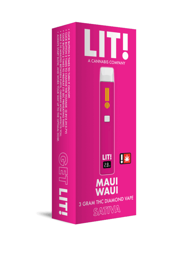 LIT! THC DIAMOND DISPOSABLE VAPE PEN, 3G MAUI WAUI SATIVA