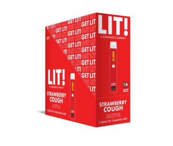 LIT! THC DIAMOND DISPOSABLE VAPE PEN, 3G STRAWBERRY COUGH SATIVA - Image 2