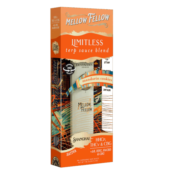 Mellow Fellow Limitless Blend - Terp Sauce 1ml Disposable Spinner Vape - Mandarin Cookies (Sativa) - Image 2