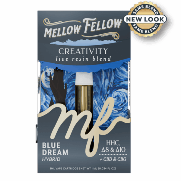 Mellow Fellow Creativity Blend 1ml Live Resin Vape Cartridge - Blue Dream (Hybrid)