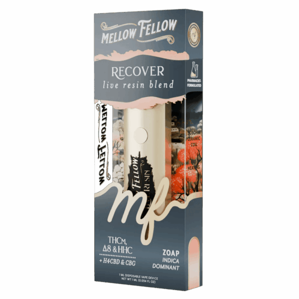Mellow Fellow Recover Blend - Live Resin 1ml Disposable Vape - Zoap (Indica Dominant) - Image 2