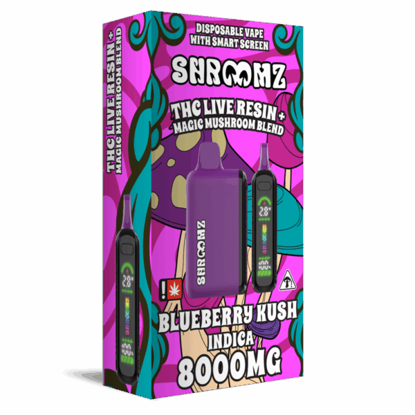 Shroomz Thc Live Resin + Magic Mushroom Blend Disposable – 8G Blueberry Kush - Indica