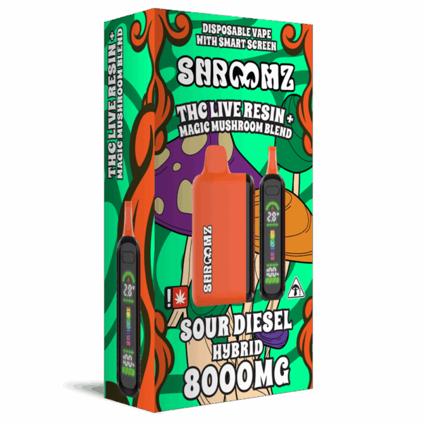 Shroomz Thc Live Resin + Magic Mushroom Blend Disposable – 8G Sour Diesel - Hybrid