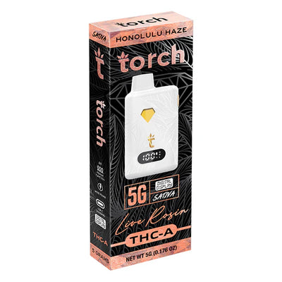 Live Rosin HONOLULU HAZE SATIVA Torch THC-A Disposable Vape 5g - Image 2