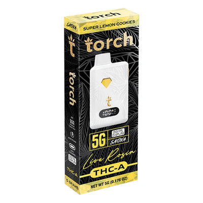 Live Rosin SUPER LEMON COOKIES | SATIVA Torch THC-A Disposable Vape 5g - Image 2