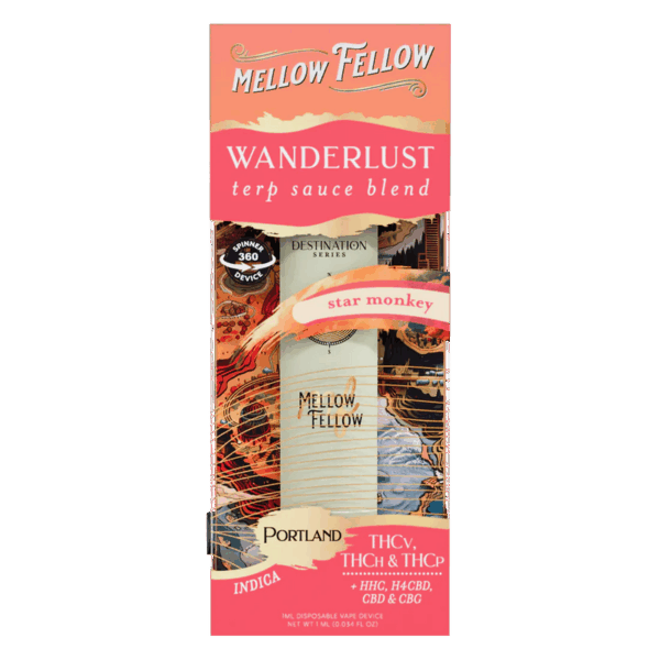 Mellow Fellow Wanderlust Blend - Terp Sauce 1ml Disposable Spinner Vape - Star Monkey (Indica) - Image 2