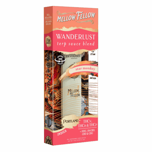 Mellow Fellow Wanderlust Blend - Terp Sauce 1ml Disposable Spinner Vape - Star Monkey (Indica)