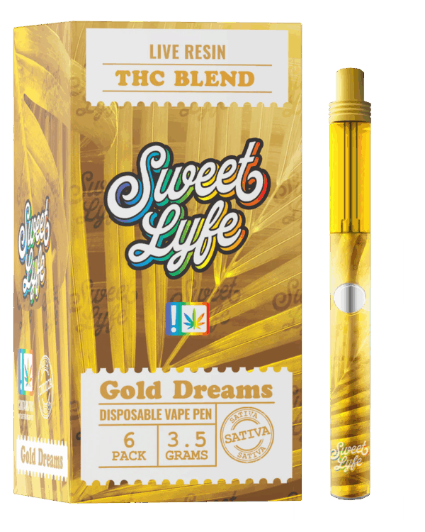 Disposable Vape Pen 3.5 Grams Infused with Live Resin THC Blend - Gold Dreams Sativa