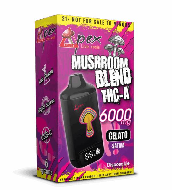 Gelato Disposable Premium Vape Pen Mushroom Blend 6000mg - Sativa