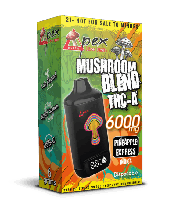 Pineapple Express Disposable Premium Vape Pen Mushroom Blend 6000mg - Indica