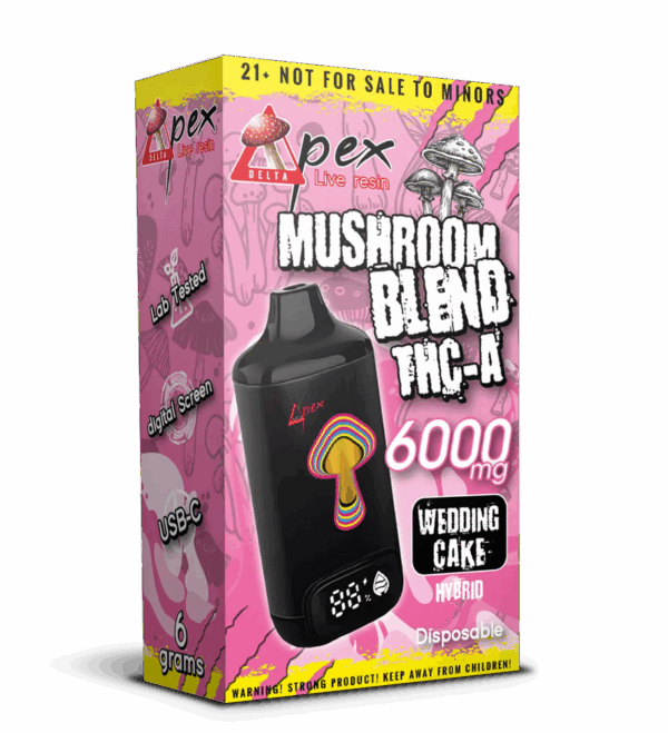 Wedding Cake Disposable Premium Vape Pen Mushroom Blend 6000mg - Hybrid
