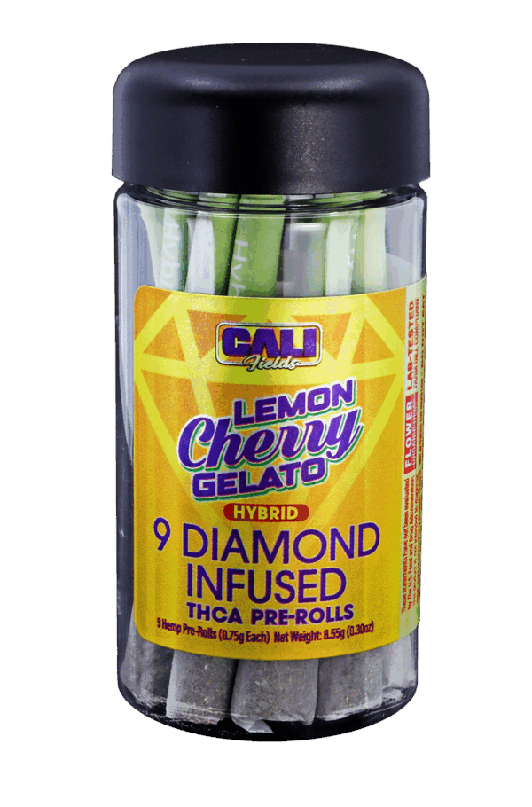 Cali Fields — Lemon Cherry Gelato Diamond Infused THCA Pre-Rolls (Hybrid)