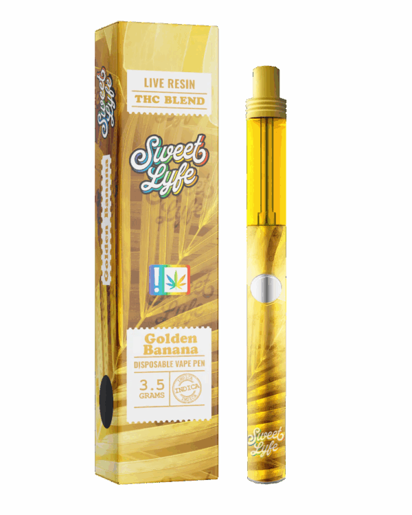 Disposable Vape Pen 3.5 Grams Infused with Live Resin THC Blend - Golden Banana Indica - Image 2