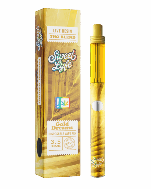 Disposable Vape Pen 3.5 Grams Infused with Live Resin THC Blend - Gold Dreams Sativa - Image 2