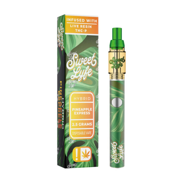 Disposable Vape Pen 2.5ml Infused with Live Resin + THCP - Pineapple Express - Hybrid - Image 2
