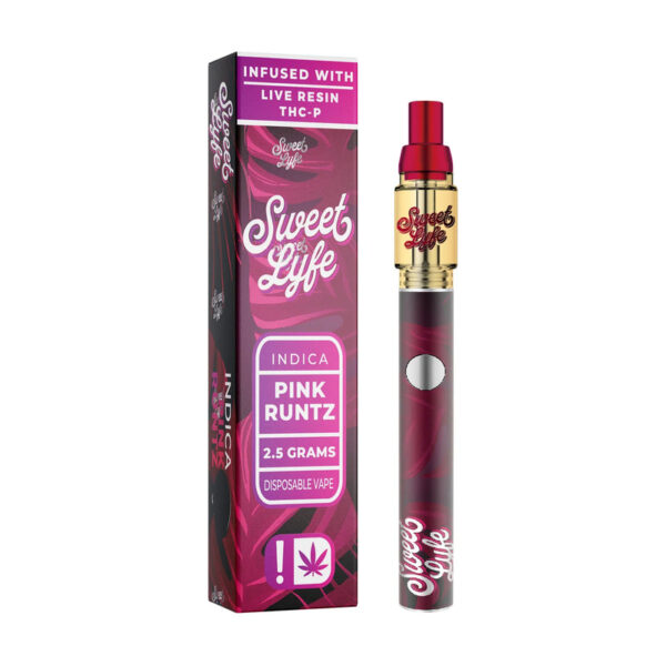 Disposable Vape Pen 2.5ml Infused with Live Resin + THCP - Pink Runtz - Indica - Image 2